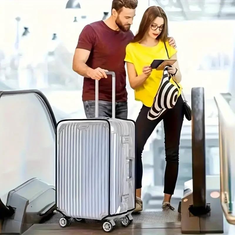 Trolley Bag Cover Set of 3 – Suitcase Transparent Covers Size Large, Medium & Small Waterproof Trolley Bag Luggage Plastic Trolly Cover for Protector Suit case Travel Bags (28 inch, 24 inch, 20inch)