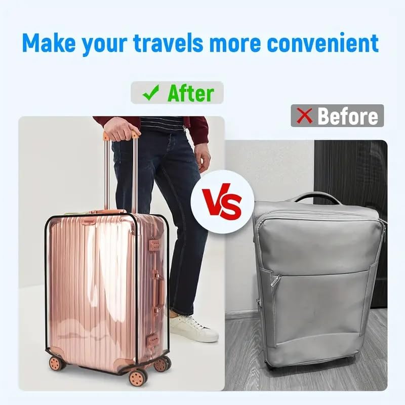Trolley Bag Cover Set of 3 – Suitcase Transparent Covers Size Large, Medium & Small Waterproof Trolley Bag Luggage Plastic Trolly Cover for Protector Suit case Travel Bags (28 inch, 24 inch, 20inch)