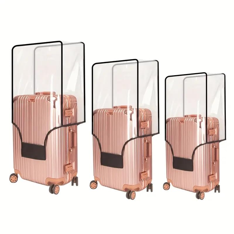 Trolley Bag Cover Set of 3 – Suitcase Transparent Covers Size Large, Medium & Small Waterproof Trolley Bag Luggage Plastic Trolly Cover for Protector Suit case Travel Bags (28 inch, 24 inch, 20inch)