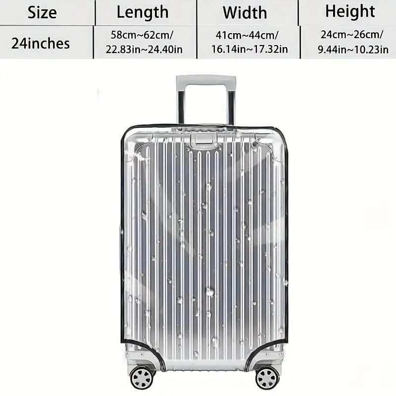 Suitcase Cover Large Size 24 inch – Transparent Travel Luggage Protector, Waterproof & Dustproof, Clear PVC Protective Bag Cover for Trolly Medium Luggage Covers Trolley case Travel Covers Suit case