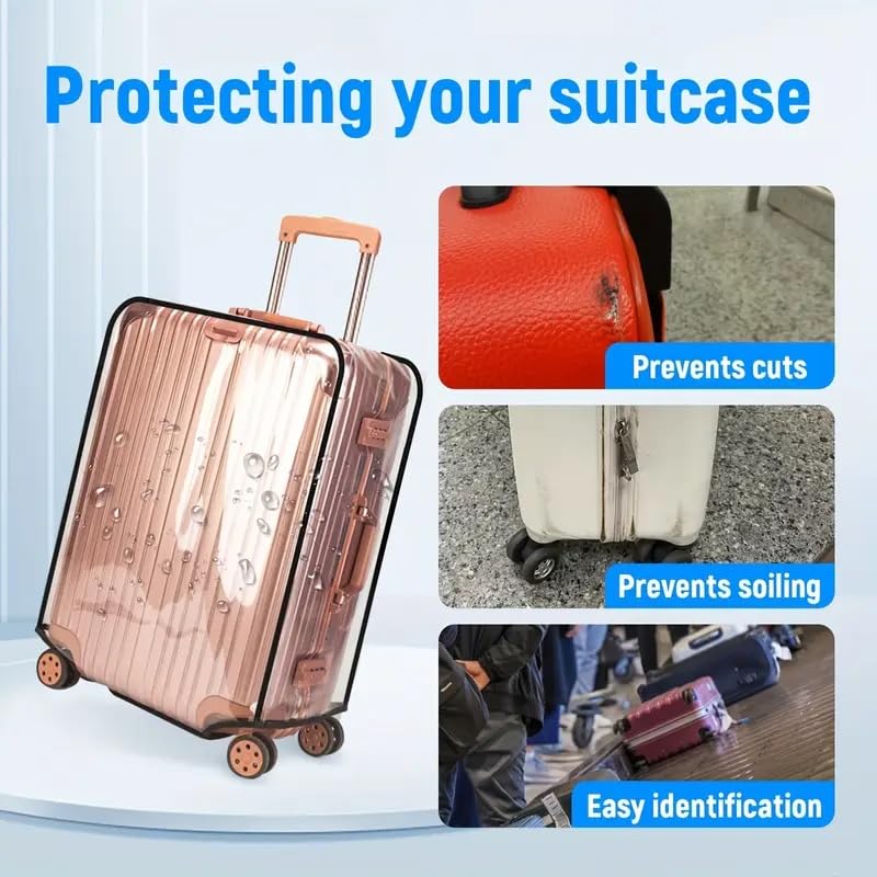 Trolley Bag Cover Set of 3 – Suitcase Transparent Covers Size Large, Medium & Small Waterproof Trolley Bag Luggage Plastic Trolly Cover for Protector Suit case Travel Bags (28 inch, 24 inch, 20inch)