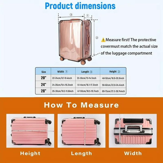 Trolley Bag Cover Set of 3 – Suitcase Transparent Covers Size Large, Medium & Small Waterproof Trolley Bag Luggage Plastic Trolly Cover for Protector Suit case Travel Bags (28 inch, 24 inch, 20inch)