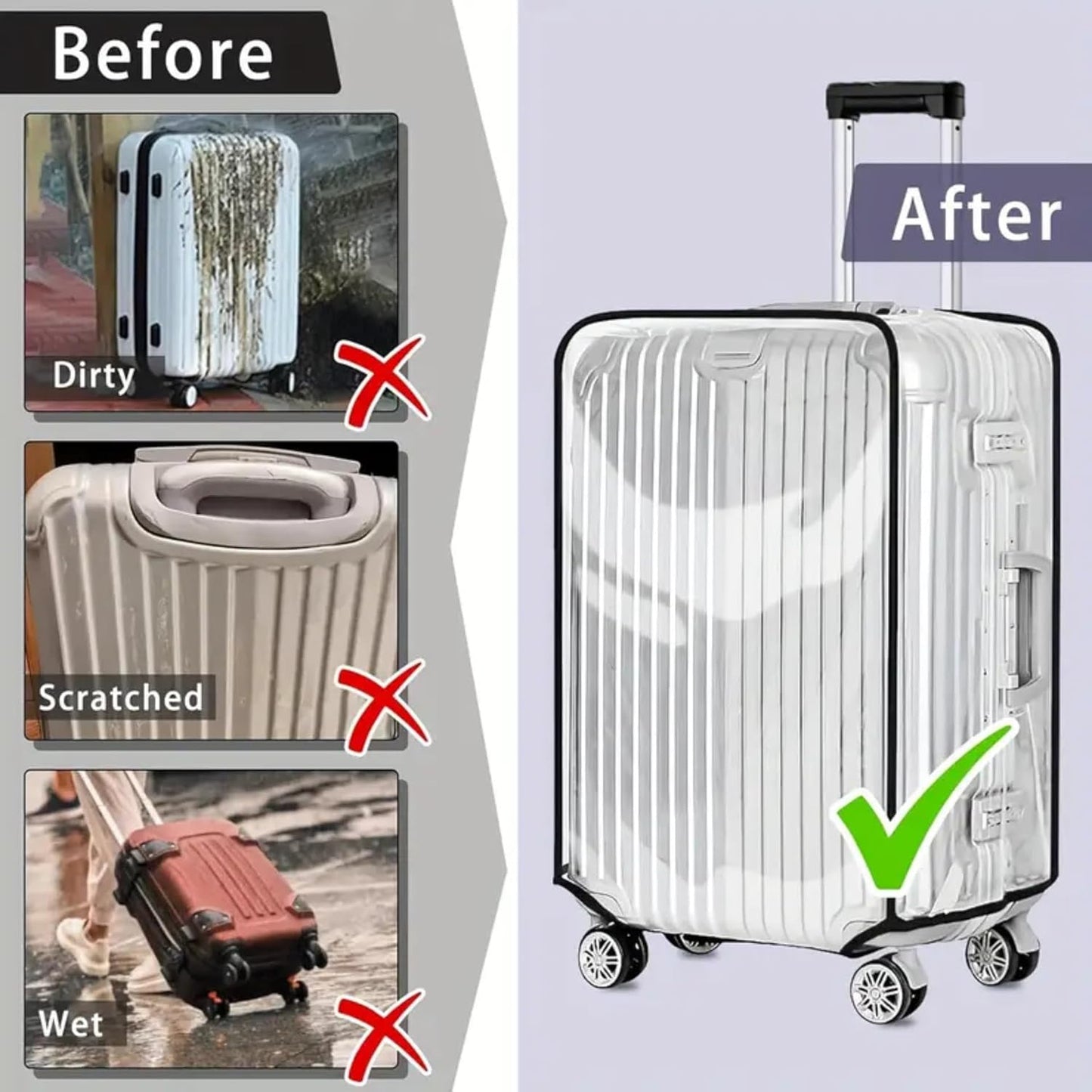 28 inch Premium Suitcase Cover, 1 pcs PVC Luggage Cover Clear Suitcase Cover Reusable Transparent Travel Luggage Protector Dust Cover, 2025 New PVC Luggage Protective Covers
