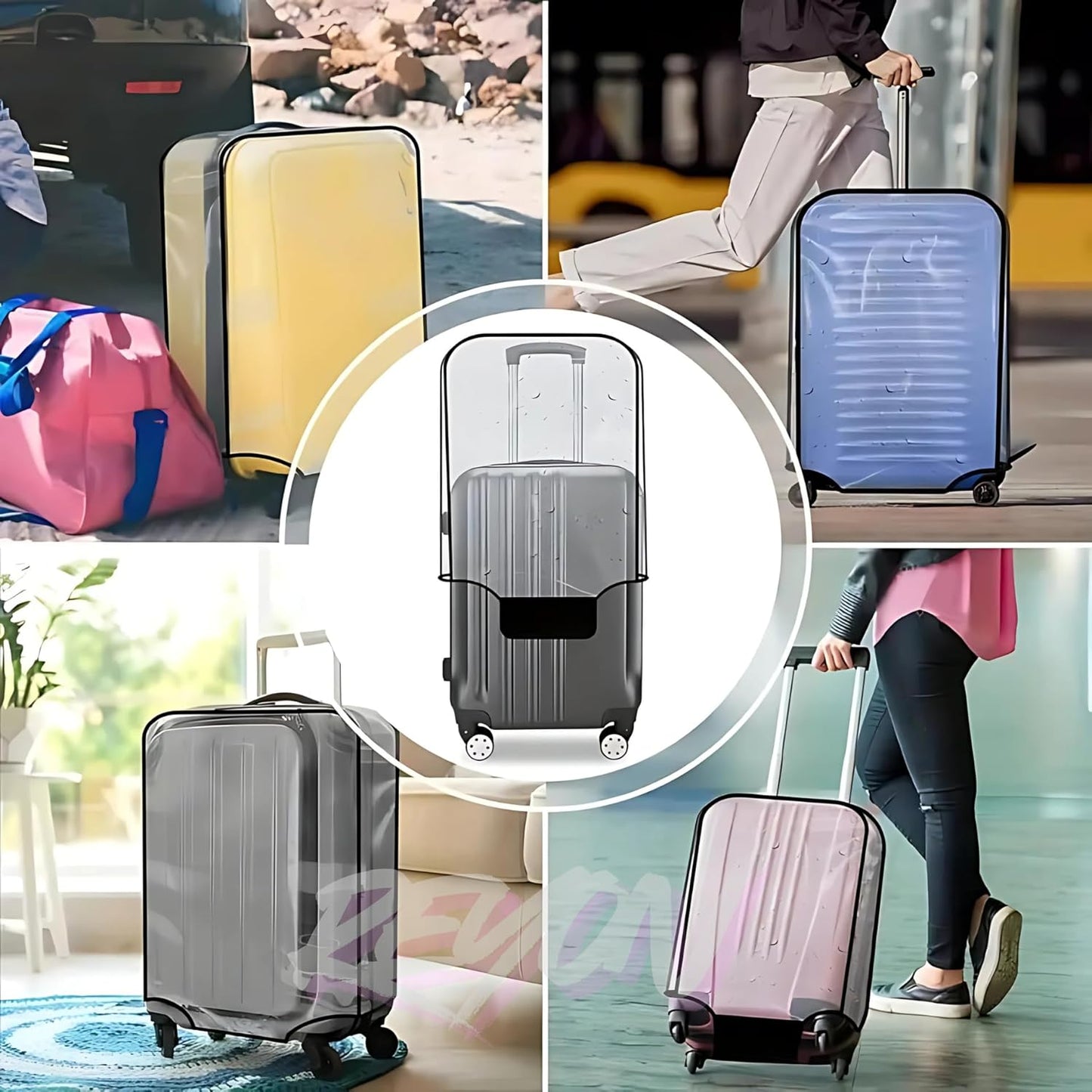 20 inch Trolley Bag Cover for Suitcases, Protective Luggage Cover for Travel, Waterproof Dustproof Zippered Clear PVC Suitcase Protector, Trolley Bag/Suitcase Bag Cover