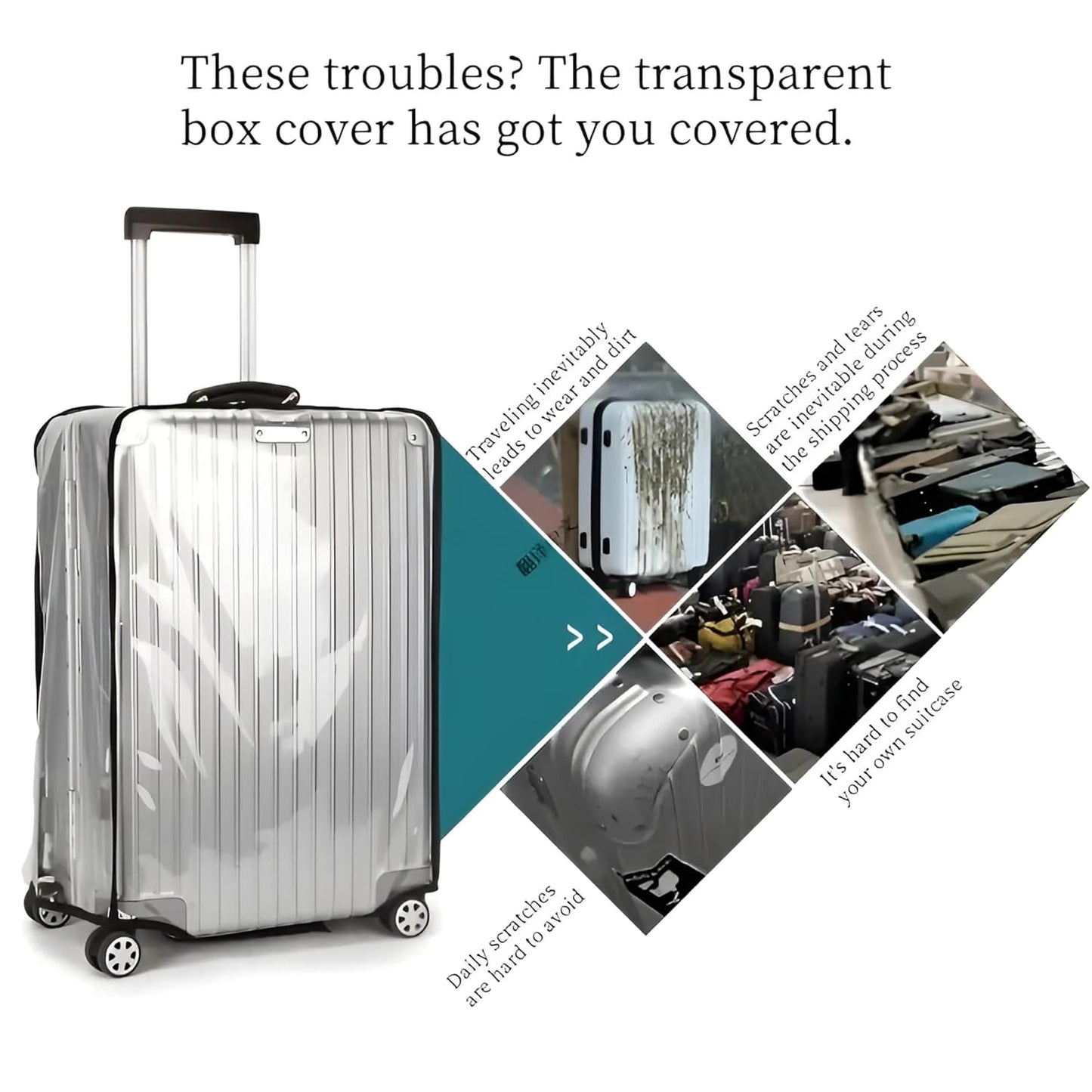 20 inch Trolley Bag Cover for Suitcases, Protective Luggage Cover for Travel, Waterproof Dustproof Zippered Clear PVC Suitcase Protector, Trolley Bag/Suitcase Bag Cover