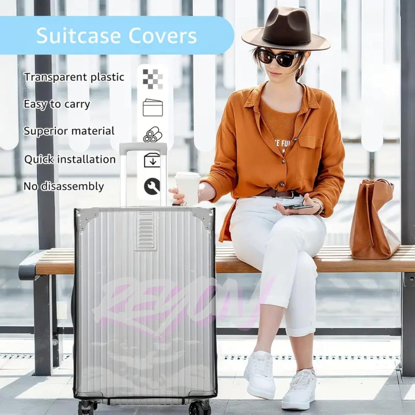 28 inch Premium Suitcase Cover, 1 pcs PVC Luggage Cover Clear Suitcase Cover Reusable Transparent Travel Luggage Protector Dust Cover, 2025 New PVC Luggage Protective Covers