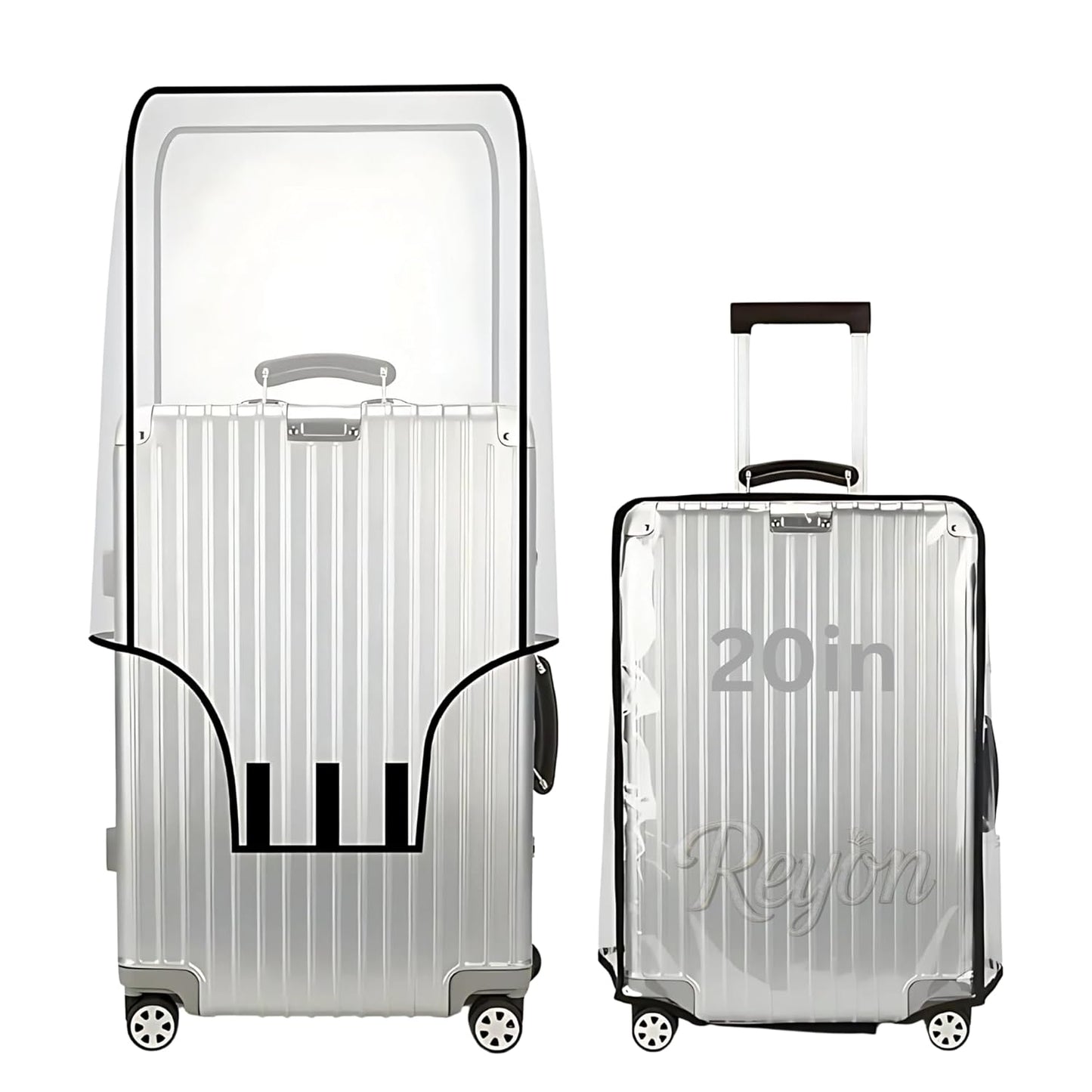 20 inch Trolley Bag Cover for Suitcases, Protective Luggage Cover for Travel, Waterproof Dustproof Zippered Clear PVC Suitcase Protector, Trolley Bag/Suitcase Bag Cover