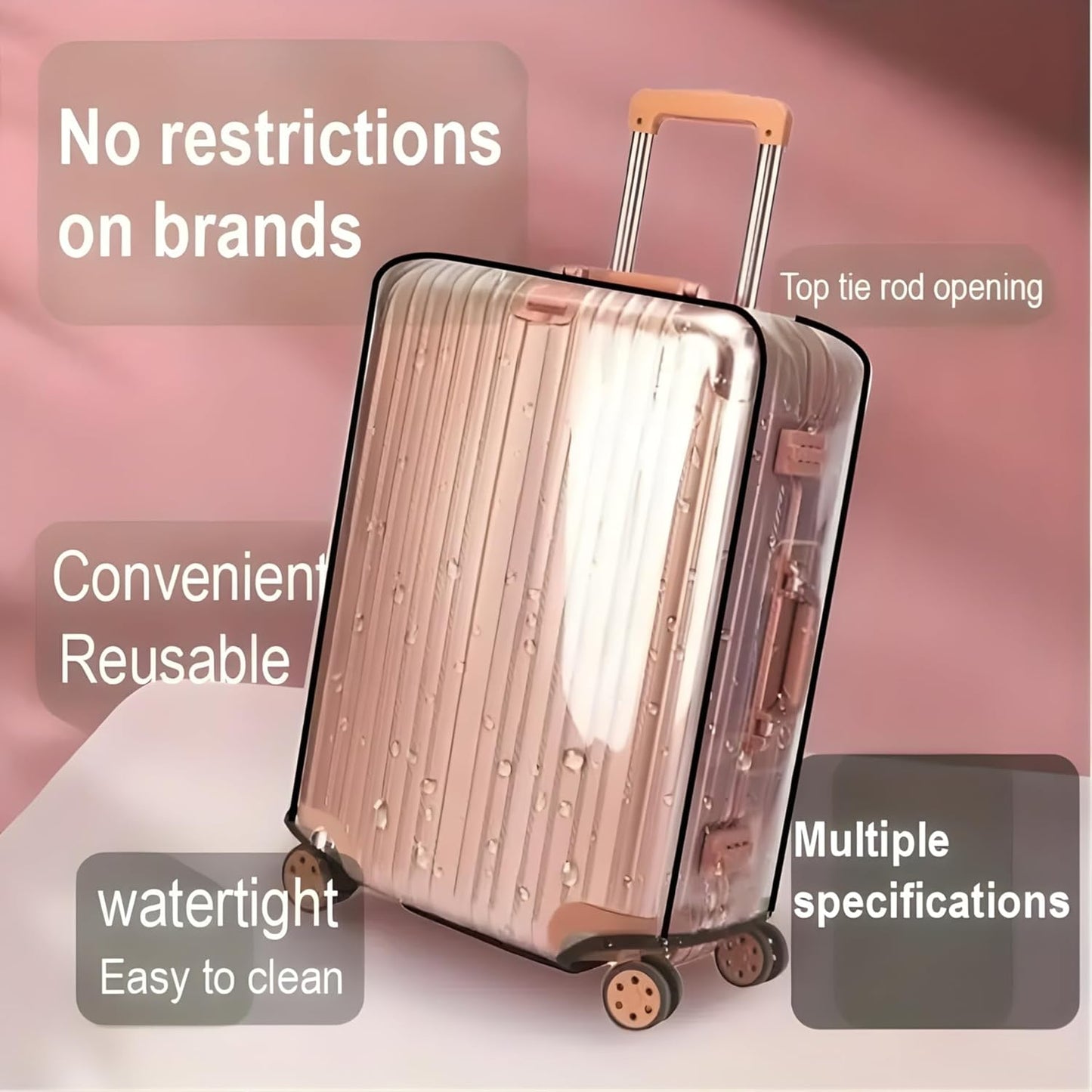 28 inch Premium Suitcase Cover, 1 pcs PVC Luggage Cover Clear Suitcase Cover Reusable Transparent Travel Luggage Protector Dust Cover, 2025 New PVC Luggage Protective Covers