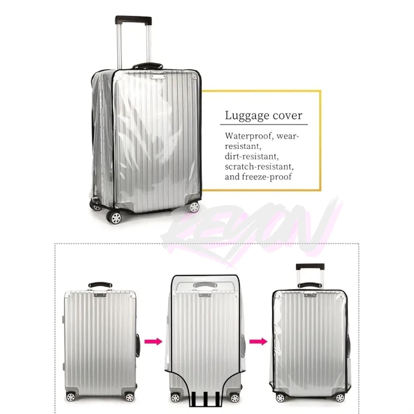 20 inch Trolley Bag Cover for Suitcases, Protective Luggage Cover for Travel, Waterproof Dustproof Zippered Clear PVC Suitcase Protector, Trolley Bag/Suitcase Bag Cover